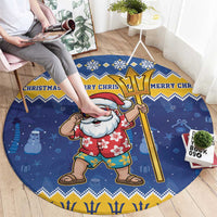 Barbados Christmas Round Carpet Trident Dabbing Santa - Wonder Print Shop