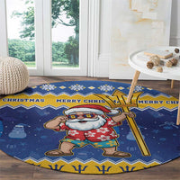 Barbados Christmas Round Carpet Trident Dabbing Santa - Wonder Print Shop