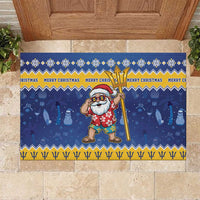 Barbados Christmas Rubber Doormat Trident Dabbing Santa - Wonder Print Shop