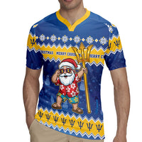 Barbados Christmas Rugby Jersey Trident Dabbing Santa - Wonder Print Shop