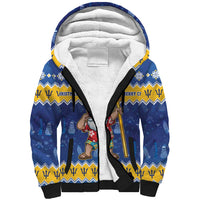 Barbados Christmas Sherpa Hoodie Trident Dabbing Santa - Wonder Print Shop