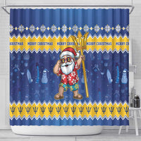 Barbados Christmas Shower Curtain Trident Dabbing Santa - Wonder Print Shop
