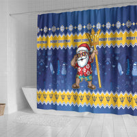 Barbados Christmas Shower Curtain Trident Dabbing Santa - Wonder Print Shop