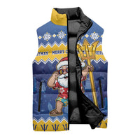 Barbados Christmas Sleeveless Puffer Jacket Trident Dabbing Santa - Wonder Print Shop
