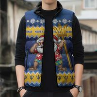 Barbados Christmas Sleeveless Puffer Jacket Trident Dabbing Santa - Wonder Print Shop