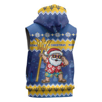Barbados Christmas Sleeveless Zip Hoodie Trident Dabbing Santa - Wonder Print Shop