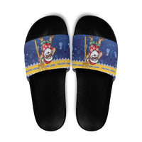Barbados Christmas Slide Sandals Trident Dabbing Santa - Wonder Print Shop