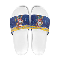 Barbados Christmas Slide Sandals Trident Dabbing Santa - Wonder Print Shop