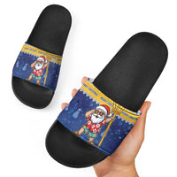 Barbados Christmas Slide Sandals Trident Dabbing Santa - Wonder Print Shop