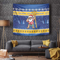 Barbados Christmas Tapestry Trident Dabbing Santa - Wonder Print Shop