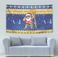 Barbados Christmas Tapestry Trident Dabbing Santa - Wonder Print Shop