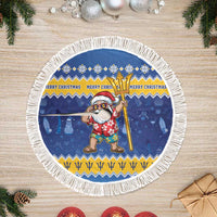 Barbados Christmas Tree Skirt Trident Dabbing Santa - Wonder Print Shop