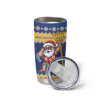Barbados Christmas Tumbler Cup Trident Dabbing Santa - Wonder Print Shop