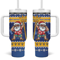 Barbados Christmas Tumbler With Handle Trident Dabbing Santa - Wonder Print Shop