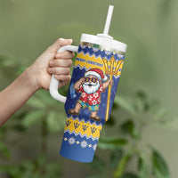 Barbados Christmas Tumbler With Handle Trident Dabbing Santa - Wonder Print Shop