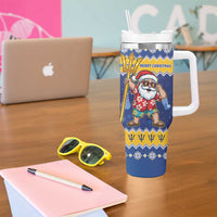 Barbados Christmas Tumbler With Handle Trident Dabbing Santa - Wonder Print Shop