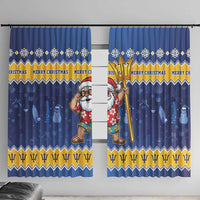 Barbados Christmas Window Curtain Trident Dabbing Santa - Wonder Print Shop