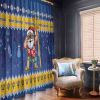Barbados Christmas Window Curtain Trident Dabbing Santa - Wonder Print Shop