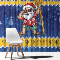 Barbados Christmas Window Curtain Trident Dabbing Santa - Wonder Print Shop
