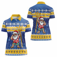Barbados Christmas Women Polo Shirt Trident Dabbing Santa - Wonder Print Shop