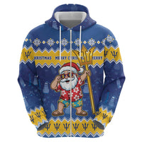 Barbados Christmas Zip Hoodie Trident Dabbing Santa - Wonder Print Shop
