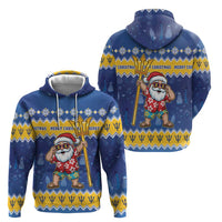 Barbados Christmas Zip Hoodie Trident Dabbing Santa - Wonder Print Shop