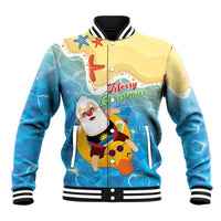 Antigua and Barbuda Christmas Baseball Jacket Chilling Santa - Wonder Print Shop