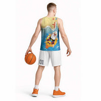 Antigua and Barbuda Christmas Basketball Jersey Chilling Santa - Wonder Print Shop
