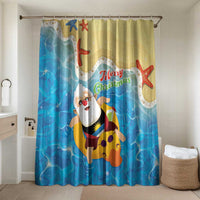 Antigua and Barbuda Christmas Bathroom Set Chilling Santa - Wonder Print Shop