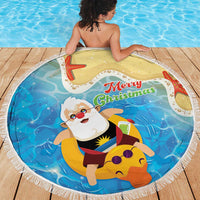 Antigua and Barbuda Christmas Beach Blanket Chilling Santa - Wonder Print Shop
