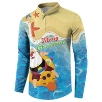 Antigua and Barbuda Christmas Button Sweatshirt Chilling Santa - Wonder Print Shop