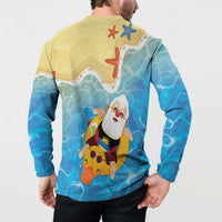Antigua and Barbuda Christmas Button Sweatshirt Chilling Santa - Wonder Print Shop