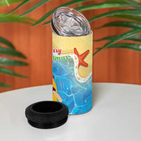 Antigua and Barbuda Christmas 4 in 1 Can Cooler Tumbler Chilling Santa - Wonder Print Shop