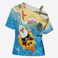 Antigua and Barbuda Christmas Cross Shoulder Shirt Chilling Santa - Wonder Print Shop
