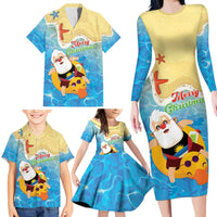 Antigua and Barbuda Christmas Family Matching Long Sleeve Bodycon Dress and Hawaiian Shirt Chilling Santa - Wonder Print Shop