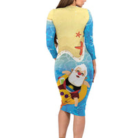Antigua and Barbuda Christmas Family Matching Long Sleeve Bodycon Dress and Hawaiian Shirt Chilling Santa - Wonder Print Shop