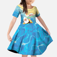 Antigua and Barbuda Christmas Family Matching Off Shoulder Maxi Dress and Hawaiian Shirt Chilling Santa - Wonder Print Shop