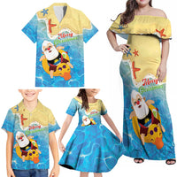 Antigua and Barbuda Christmas Family Matching Off Shoulder Maxi Dress and Hawaiian Shirt Chilling Santa - Wonder Print Shop