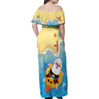 Antigua and Barbuda Christmas Family Matching Off Shoulder Maxi Dress and Hawaiian Shirt Chilling Santa - Wonder Print Shop