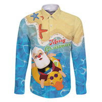 Antigua and Barbuda Christmas Family Matching Off Shoulder Short Dress and Hawaiian Shirt Chilling Santa - Wonder Print Shop