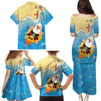 Antigua and Barbuda Christmas Family Matching Puletasi and Hawaiian Shirt Chilling Santa - Wonder Print Shop