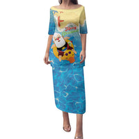 Antigua and Barbuda Christmas Family Matching Puletasi and Hawaiian Shirt Chilling Santa - Wonder Print Shop