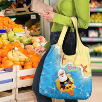 Antigua and Barbuda Christmas Grocery Bag Chilling Santa - Wonder Print Shop