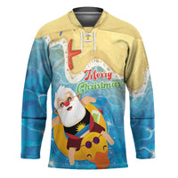 Antigua and Barbuda Christmas Hockey Jersey Chilling Santa - Wonder Print Shop