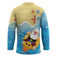 Antigua and Barbuda Christmas Hockey Jersey Chilling Santa - Wonder Print Shop