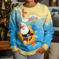 Antigua and Barbuda Christmas Kid Ugly Christmas Sweater Chilling Santa - Wonder Print Shop