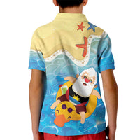 Antigua and Barbuda Christmas Kid Polo Shirt Chilling Santa - Wonder Print Shop