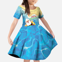Antigua and Barbuda Christmas Kid Short Sleeve Dress Chilling Santa - Wonder Print Shop