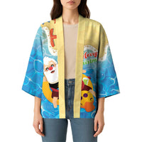 Antigua and Barbuda Christmas Kimono Chilling Santa - Wonder Print Shop