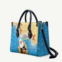 Antigua and Barbuda Christmas Leather Bag Chilling Santa - Wonder Print Shop